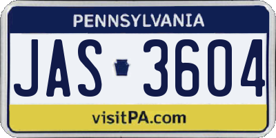 PA license plate JAS3604