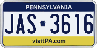 PA license plate JAS3616