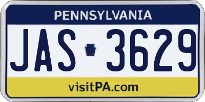 PA license plate JAS3629