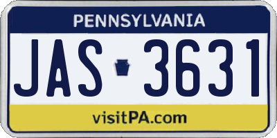 PA license plate JAS3631