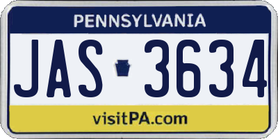 PA license plate JAS3634