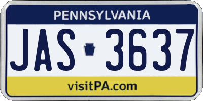 PA license plate JAS3637