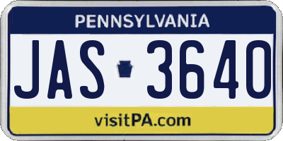 PA license plate JAS3640