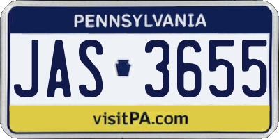 PA license plate JAS3655