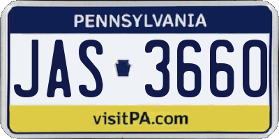 PA license plate JAS3660