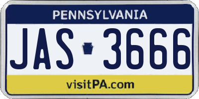 PA license plate JAS3666