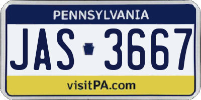 PA license plate JAS3667