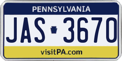 PA license plate JAS3670