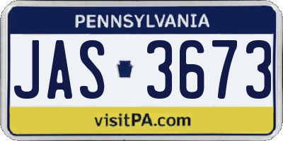 PA license plate JAS3673