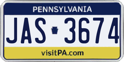 PA license plate JAS3674