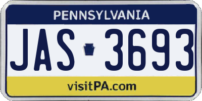 PA license plate JAS3693