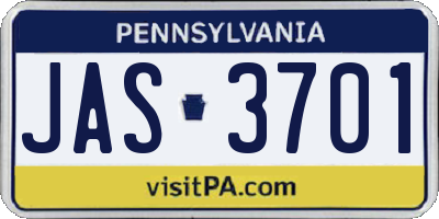 PA license plate JAS3701
