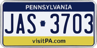 PA license plate JAS3703
