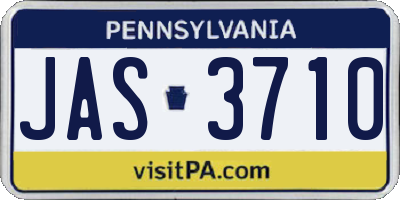 PA license plate JAS3710