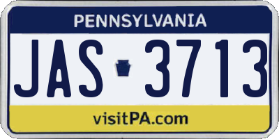 PA license plate JAS3713