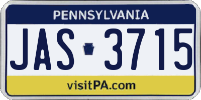 PA license plate JAS3715