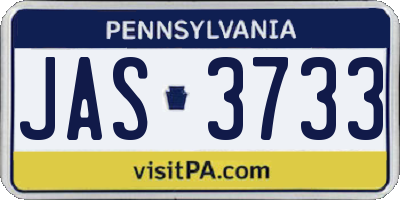 PA license plate JAS3733