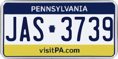 PA license plate JAS3739