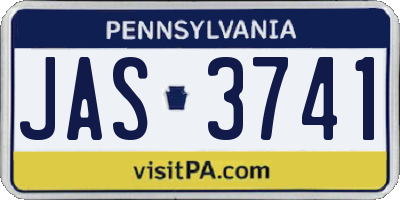 PA license plate JAS3741