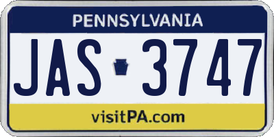 PA license plate JAS3747