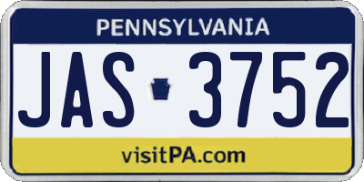 PA license plate JAS3752