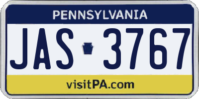 PA license plate JAS3767