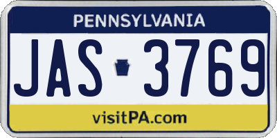 PA license plate JAS3769