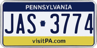 PA license plate JAS3774