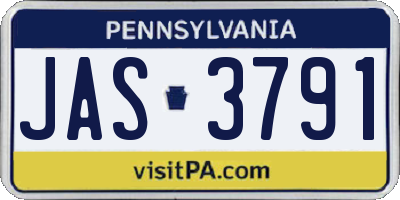 PA license plate JAS3791