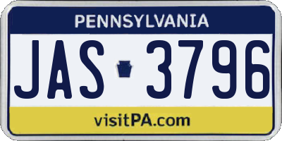 PA license plate JAS3796