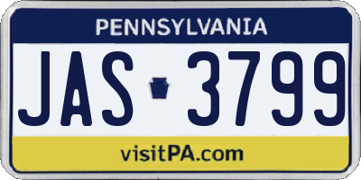 PA license plate JAS3799