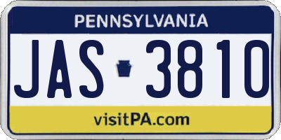 PA license plate JAS3810