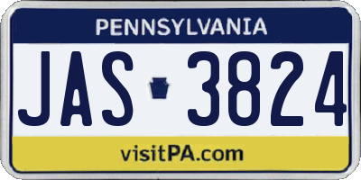 PA license plate JAS3824
