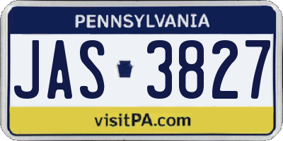 PA license plate JAS3827