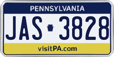 PA license plate JAS3828