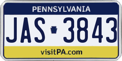 PA license plate JAS3843