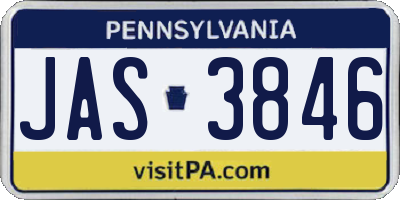 PA license plate JAS3846