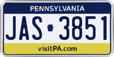 PA license plate JAS3851