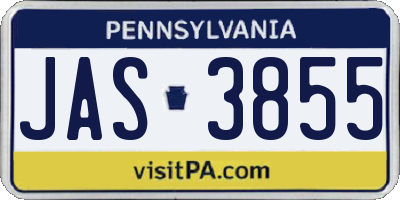 PA license plate JAS3855