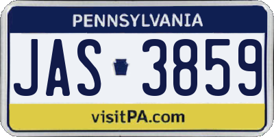 PA license plate JAS3859