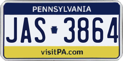 PA license plate JAS3864