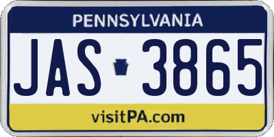 PA license plate JAS3865