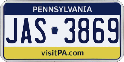 PA license plate JAS3869