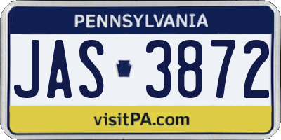 PA license plate JAS3872