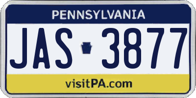 PA license plate JAS3877