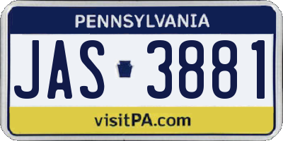 PA license plate JAS3881