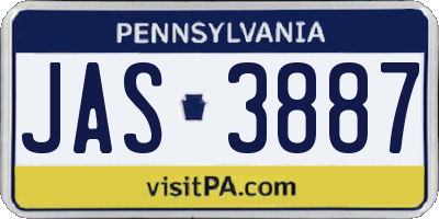 PA license plate JAS3887
