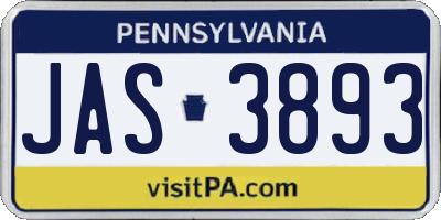 PA license plate JAS3893