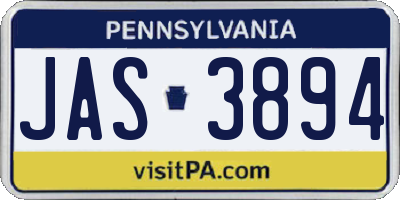 PA license plate JAS3894