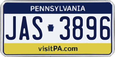 PA license plate JAS3896